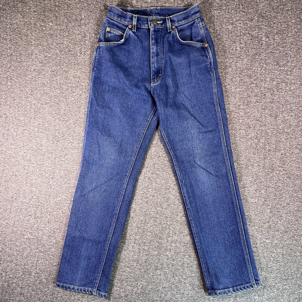 Lee Riders Jeans Womens 24x27 Blue‎ Vintage High Rise Straight Western Denim USA